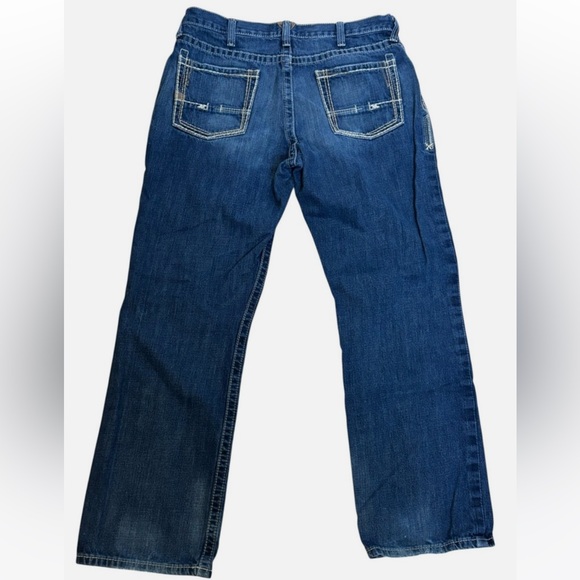 Ariat M4 Mens Jeans 36x32 Blue Denim Low Rise Bootcut 100% Cotton Cowboy Western - Picture 3 of 7
